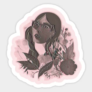 Woman With Flowers Sticker